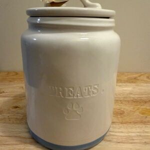 Rae Dunn Ceramic Treats Canister with Paw Print